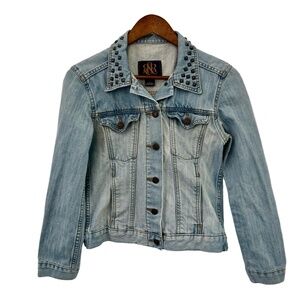 Rock Republic Jacket Womens Small Blue Denim‎ Studded Collar